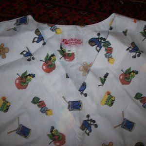 Fashion Scrubs Miami, Short Sleeve Scrub Top Pediatric Childrens Theme Womens XS